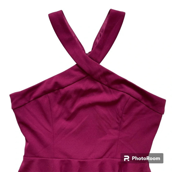LULU’S Magenta Fit & Flare Sleeveless Halter Mini Dress Size M - Picture 3 of 13